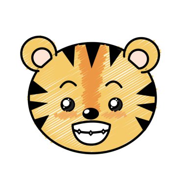 sevimli vahşi hayvan yüz ifade vektör çizim ile