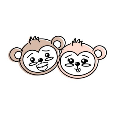 şirin çift vahşi hayvan güzel ifade vektör çizim ile