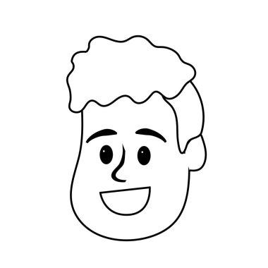 satır mutlu ve güzel saç modeli, vektör çizim kafa adam