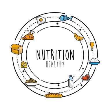 meyve ve sebze protein yiyecek vektör çizim ile