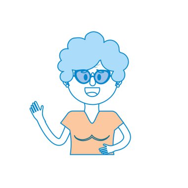 Yaşlı kadın ile gözlük ve saç modeli vektör çizim