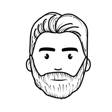 satır güzel yüz cerrahı sakal ve saç modeli, vektör çizim ile