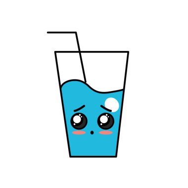 Kawaii şirin sürpriz su cam vektör çizim