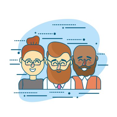 Giyim ve saç modeli tasarım ile uymak vektör çizim ayarla