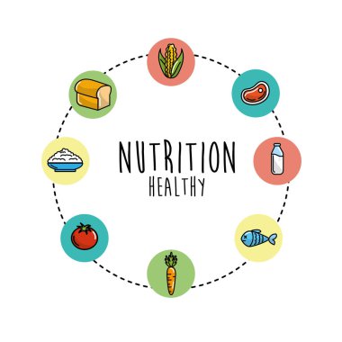 beslenme sebze ve meyve protein ve un vektör çizim ile ayarla