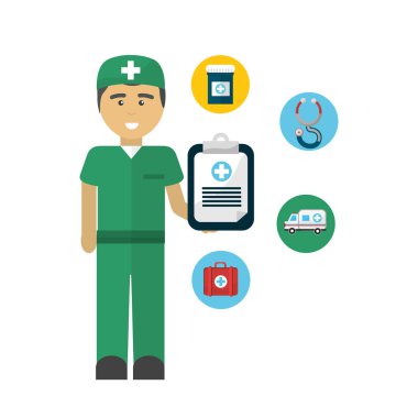 Hastane Doktor araçları simge imajını, vektör çizim tasarım ile