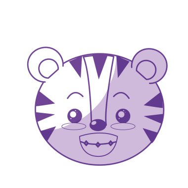 siluet sevimli vahşi hayvan yüz ifade vektör çizim ile