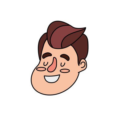 Avatar mutlu adam yüz saç modeli tasarım vektör çizim ile