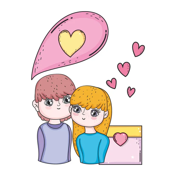 Tarjeta Felicitación Del Día San Valentín Con Linda Pareja Ilustración — Archivo Imágenes Vectoriales