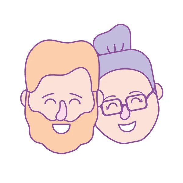 Cabeza Pareja Avatar Con Diseño Peinado Vector Ilustración — Vector de stock