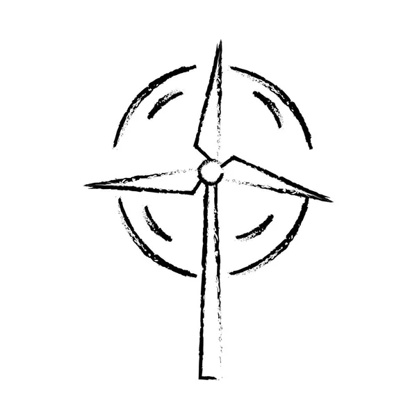 Linje Natur Och Organisk Windpower Ekologi Care Vektor Illustration — Stock vektor
