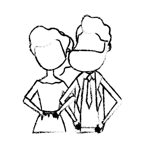 Figure Couple Heureux Ensemble Célébration Romantique Illustration Vectorielle — Image vectorielle