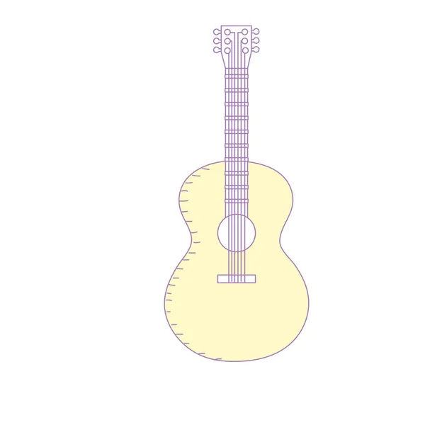 Guitarra Acústica Jugar Instrumento Música Vector Ilustración — Vector de stock