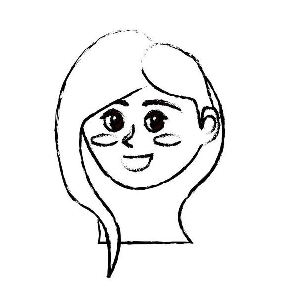 Figur Avatar Glückliche Frau Gesicht Mit Frisur Design Vektor Illustration — Stockvektor