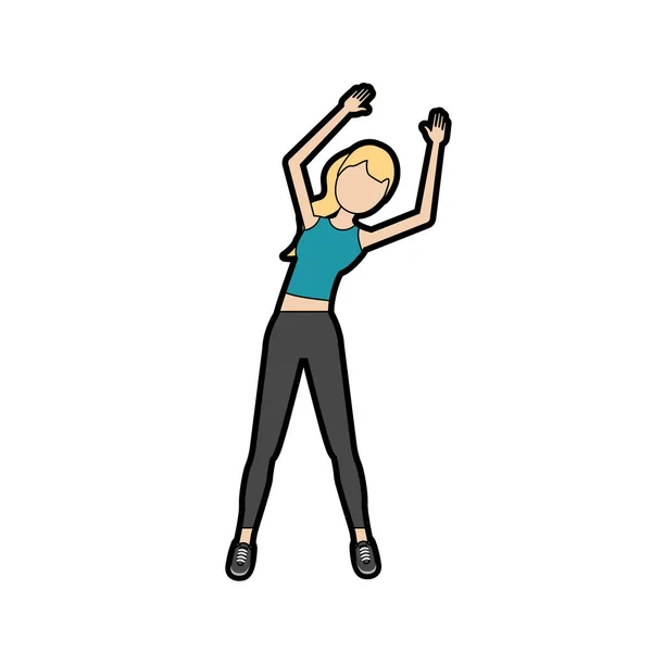 Υγιής Γυναίκα Κάνει Άσκηση Φορέα Απεικόνιση Σχεδιασμού — Διανυσματικό Αρχείο