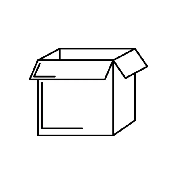 Linea Scatola Quadrata Pacchetto Disegno Aperto Vettoriale Illustrazione — Vettoriale Stock