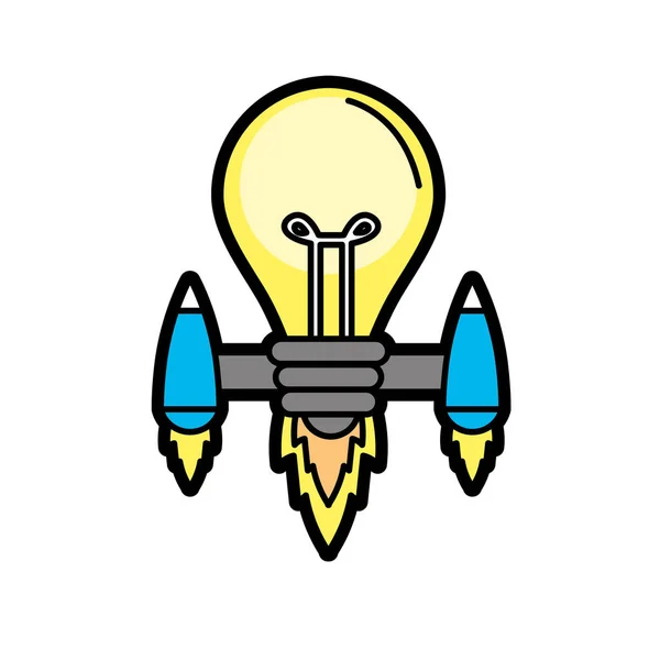 Lamp Met Stuwraketten Aan Creatief Idee Vectorillustratie — Stockvector