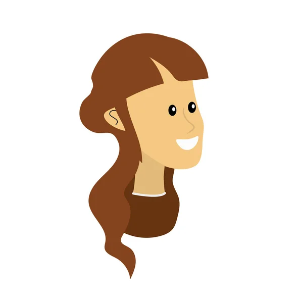 Happy Cute Woman Face Hairstyle Vector Illustration — Stock Vector