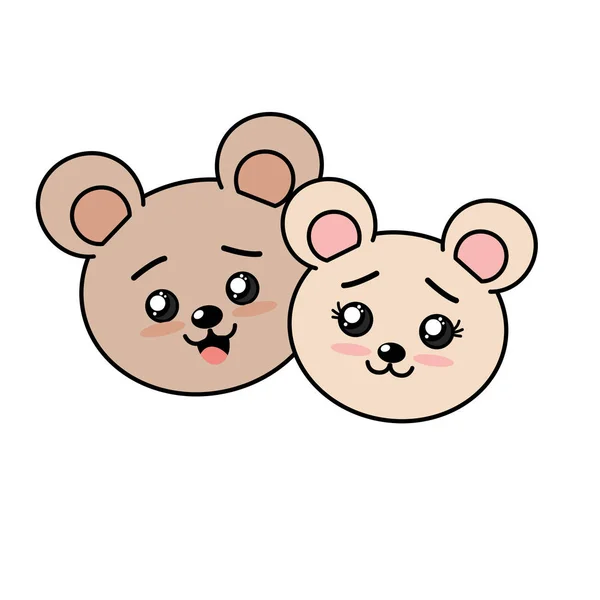 Mignon Couple Animal Sauvage Avec Belle Expression Vectorielle Illustration — Image vectorielle