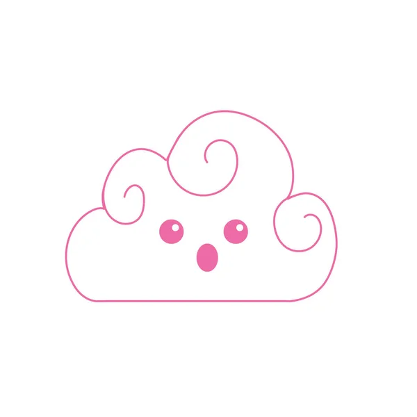 Silhouette Kawaii Cute Surprised Cloud Weather Vector Illustration — Stock Vector