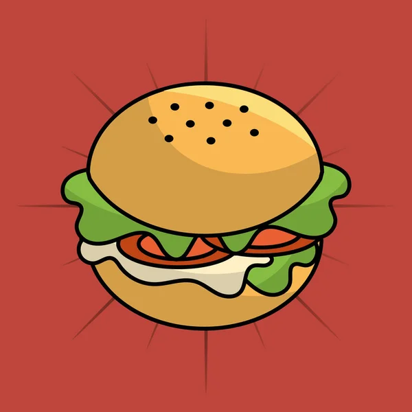 Иконка Быстрого Питания Гамбургера Векторная Иллюстрация Дизайна — стоковый вектор