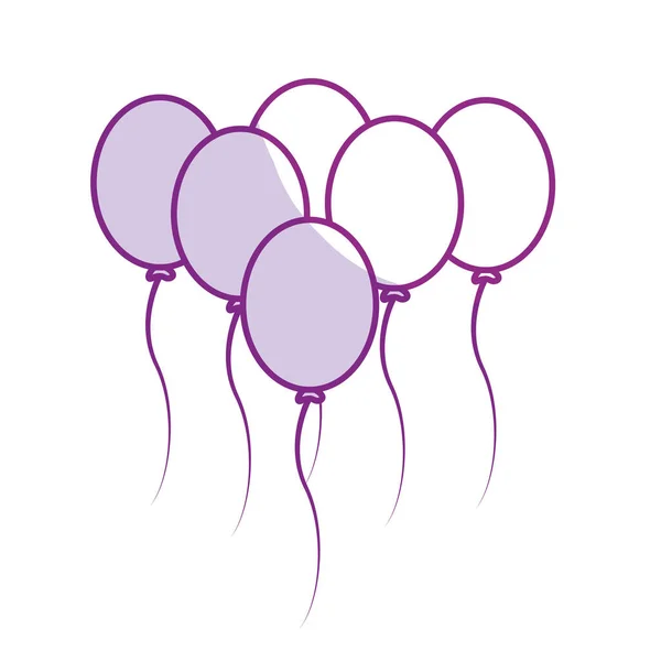 剪影气球党对愉快的生日装饰 向量例证 — 图库矢量图片