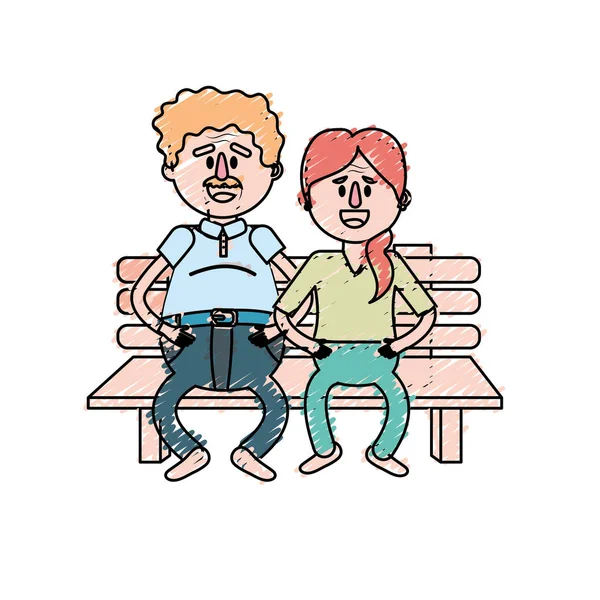 Pareja Edad Silla Con Ilustración Vector Peinado — Archivo Imágenes Vectoriales