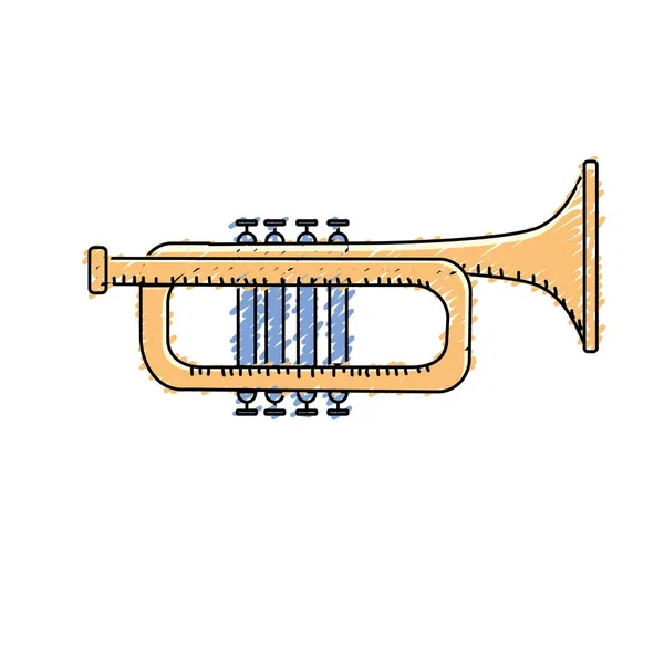 Instrumento Musical Trompete Para Tocar Música Vetor Ilustração —  Vetores de Stock