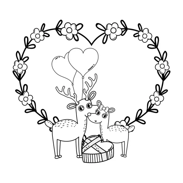 鹿とバレンタインのグリーティング カード ベクトル図 — ストックベクタ