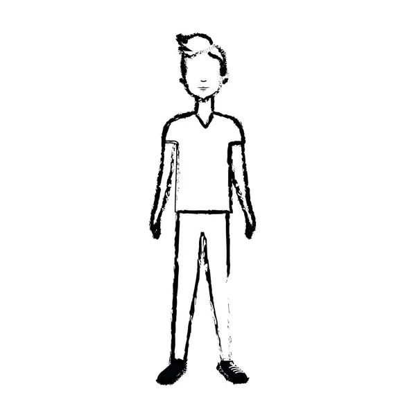 Σχήμα Όμορφος Άνδρας Χτένισμα Και Casual Wear Εικονογράφηση Διάνυσμα — Διανυσματικό Αρχείο