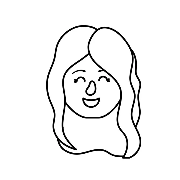 Línea Avatar Mujer Cabeza Con Peinado Diseño Vector Ilustración — Vector de stock