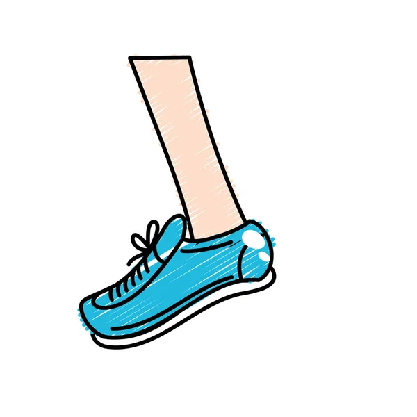 Leg Sport Sneaker Practice Exercise Vector Illustration — Stock Vector