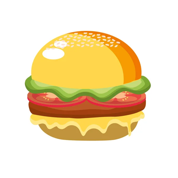 Delizioso Pasto Fast Food Hamburger Illustrazione Vettoriale — Vettoriale Stock