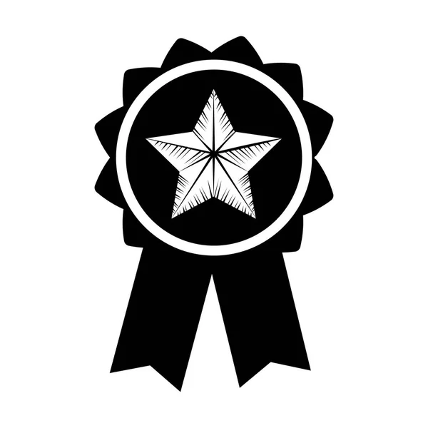 Contour Emblem Star Ribbon Design Vector Illustration — Stock Vector