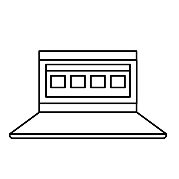 Line Laptop Business Virtual Document Information Vector Illustration — Stock Vector