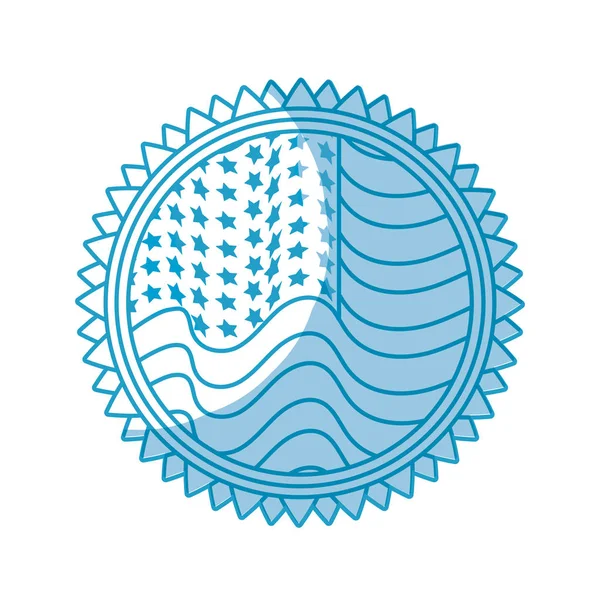 Emblème Silhouette Avec Drapeau Des Etats Unis Intérieur Illustration Vectorielle — Image vectorielle