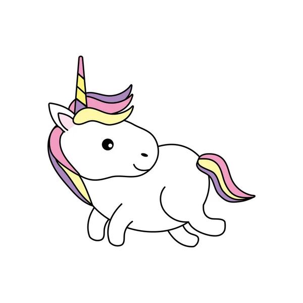Unicorn Bagus Dengan Tanduk Dan Gaya Rambut Desain Vektor Ilustrasi - Stok Vektor