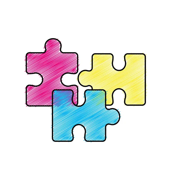 Hrany Barevných Dílů Puzzle Duševní Hra Vektorové Ilustrace — Stockový vektor