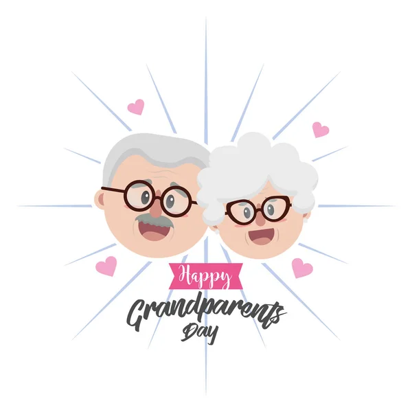 Großelterngesicht Mit Brille Und Frisurenvektorillustration — Stockvektor
