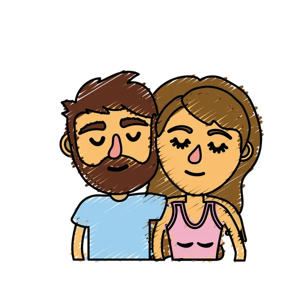 Pareja Amante Junto Con Peinado Diseño Vector Ilustración — Vector de stock