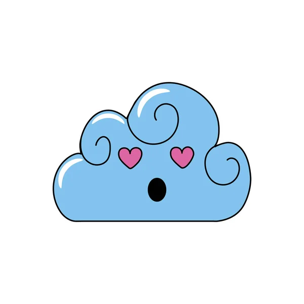 Kawaii Carino Amore Nube Meteo Vettore Illustrazione — Vettoriale Stock