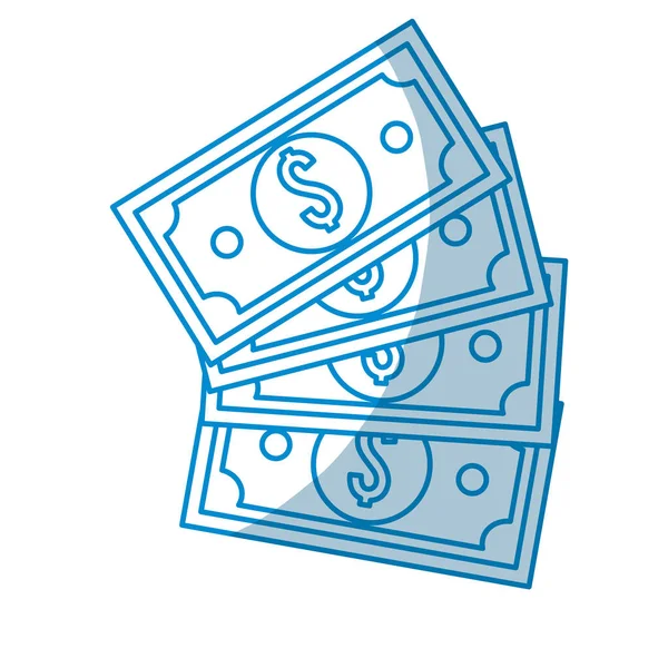 Контурная Купюра Доллар Деньги Векторная Иллюстрация Дизайн — стоковый вектор