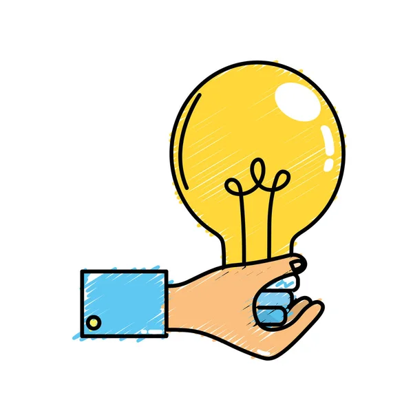 Businessman Hand Bulb Idea Inspiration Vector Illustration — Stock Vector