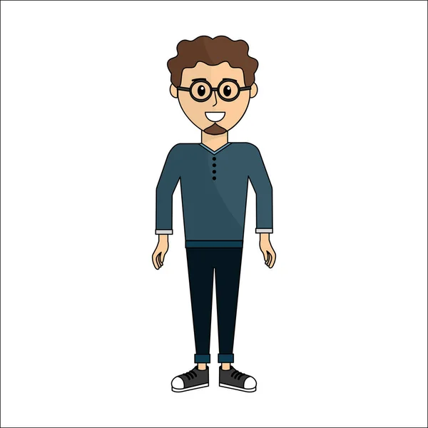 Personas Hombre Con Tela Casual Gafas Avatar Icono Imagen Ilustración — Vector de stock