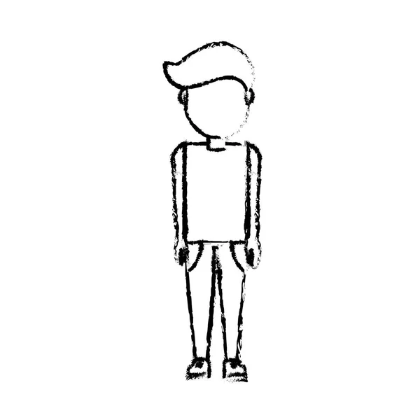 Figura Uomo Carino Con Acconciatura Disegno Vettoriale Illustrazione — Vettoriale Stock