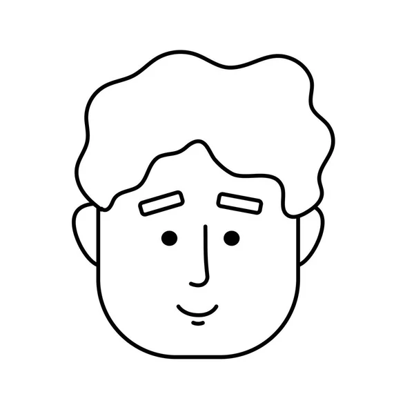 Ligne Homme Visage Avec Dessin Coiffure Illustration Vectorielle — Image vectorielle