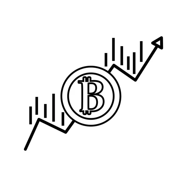 Línea Flecha Financiera Hasta Bitcoin Moneda Vector Ilustración — Vector de stock