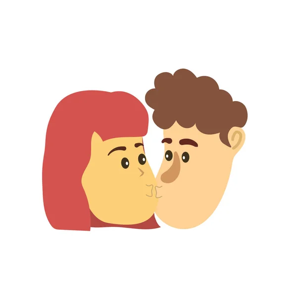 Avatar Pareja Cara Besos Con Peinado Diseño Vector Ilustración — Vector de stock