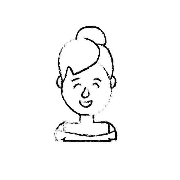 Фігура Красива Жінка Дизайном Зачіски Блузою Векторні Ілюстрації — стоковий вектор