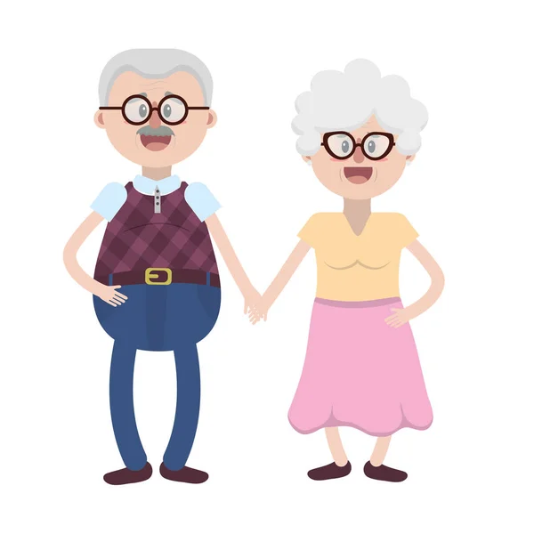 Saç Modeli Gözlük Vektör Çizim Ile Yaşlı Çift — Stok Vektör